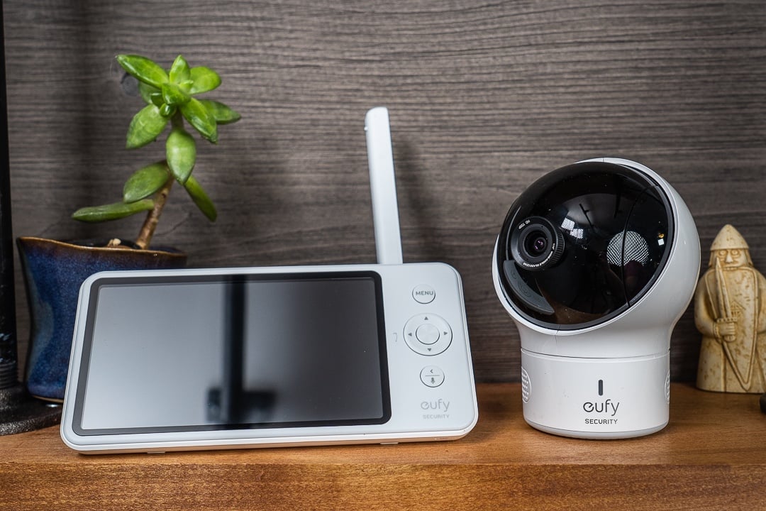 A Eufy Spaceview baby monitor and parent unit