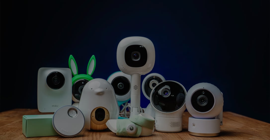 Fathercraft's pick for best baby monitors of 2021 arranged on a table