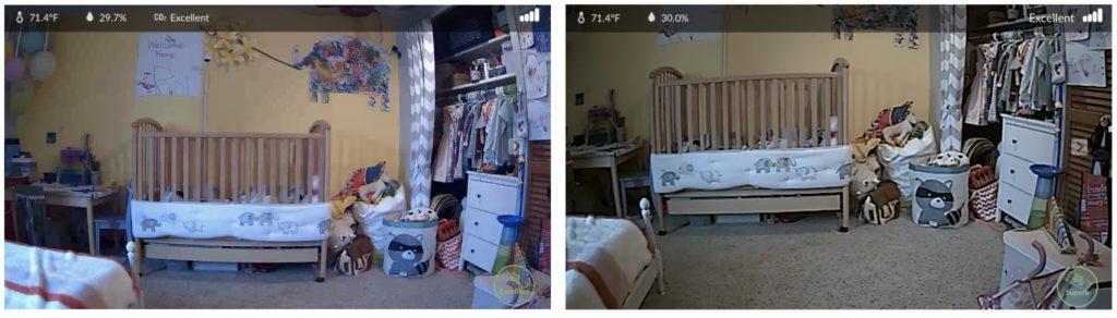 Screen captures from the iBaby M7 and M6S, showing the difference in picture qualiy