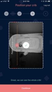 Screenshot of positioning your child's crib within the image frame in the Nanit app