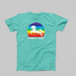 Narwhal Horse T-Shirt in Seafoam
